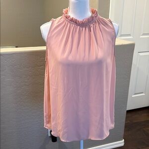 LOFT Pink Ruffled Sleeveless Blouse